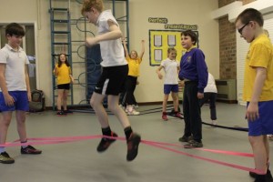 French skipping tricks taught at a school skipping workshop